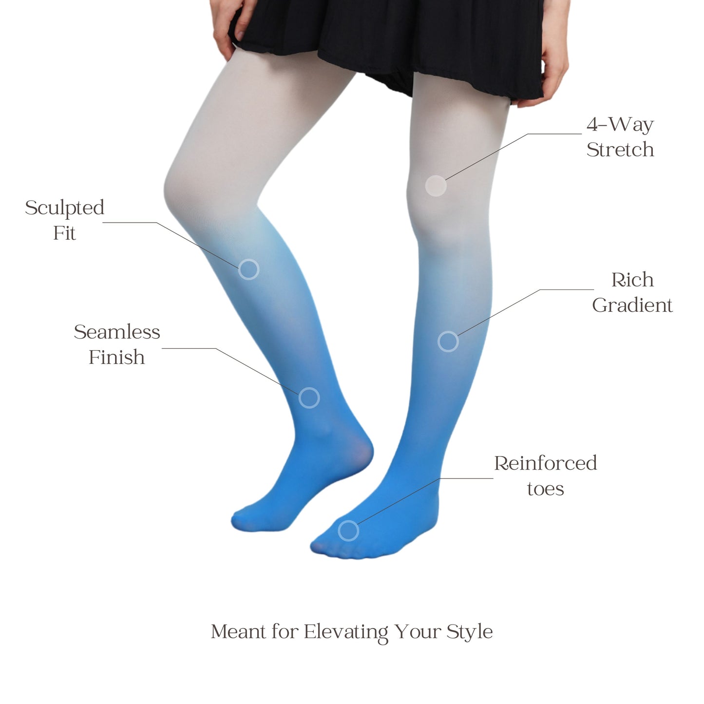 Dual Drama Gradient - Blue Ombre & Black Ombre Stockings