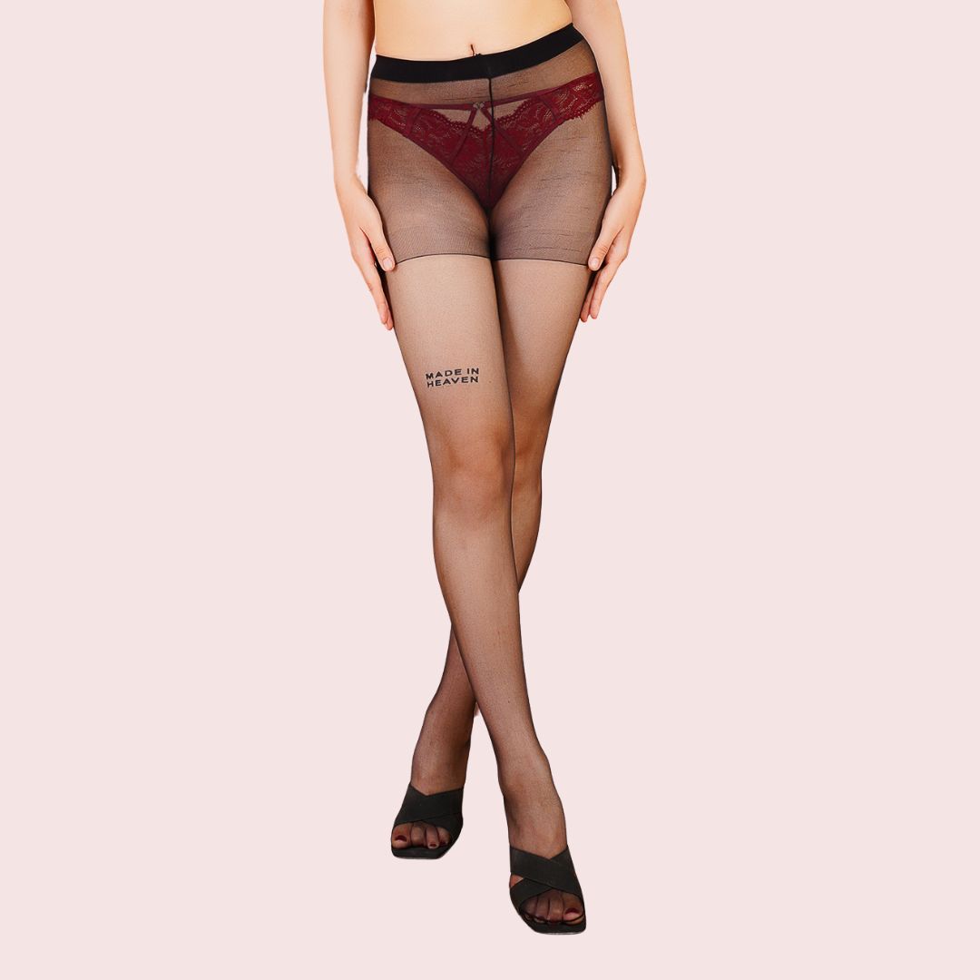 Whisper & Whimsy - Ink and Red Hearts Sheer tights