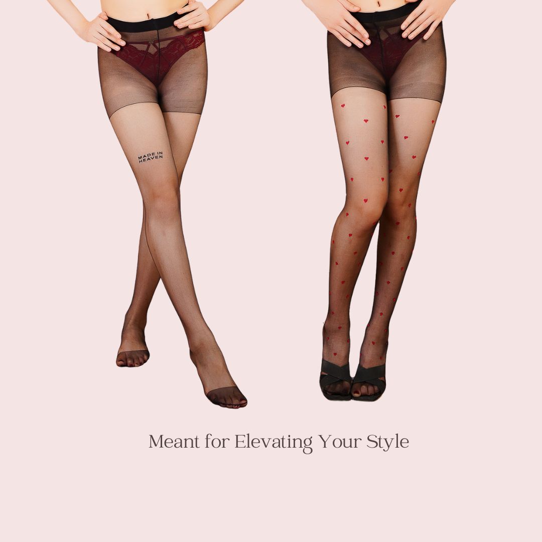 Whisper & Whimsy - Ink and Red Hearts Sheer tights