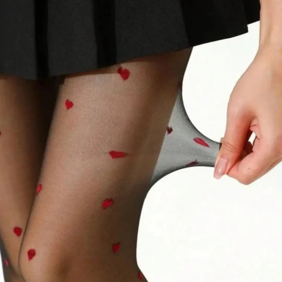 Amor Hearts Sheer Stockings