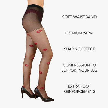Rouge Sheer Red Lips Stockings
