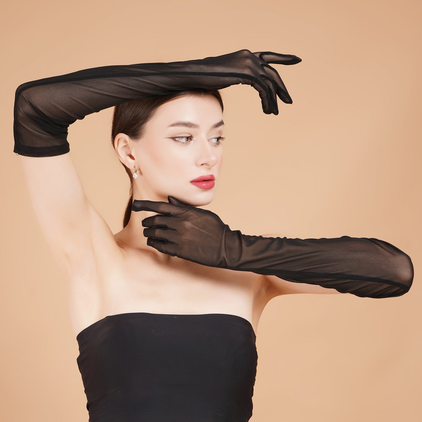 Nightshade Gloves - Black long Evening Gloves