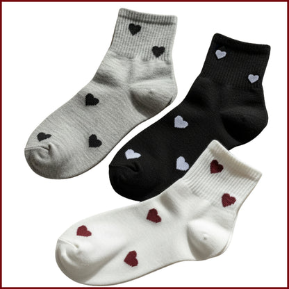 Cupid Socks – Heart Socks for Women in Black, White & Grey (Pack of 3)