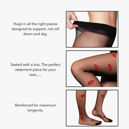 Rouge Sheer Red Lips Stockings