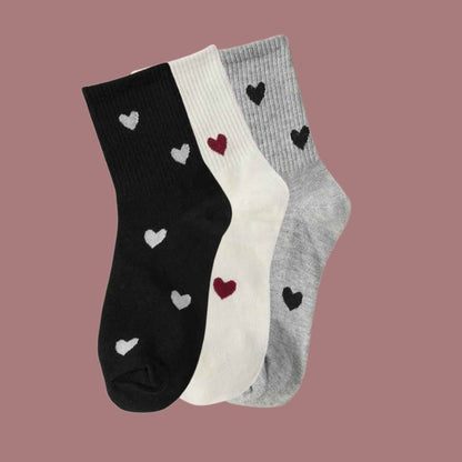 Cupid Socks – Heart Socks for Women in Black, White & Grey (Pack of 3)