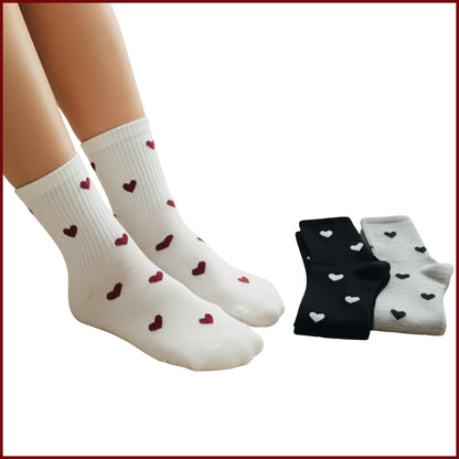 Cupid Socks – Heart Socks for Women in Black, White & Grey (Pack of 3)