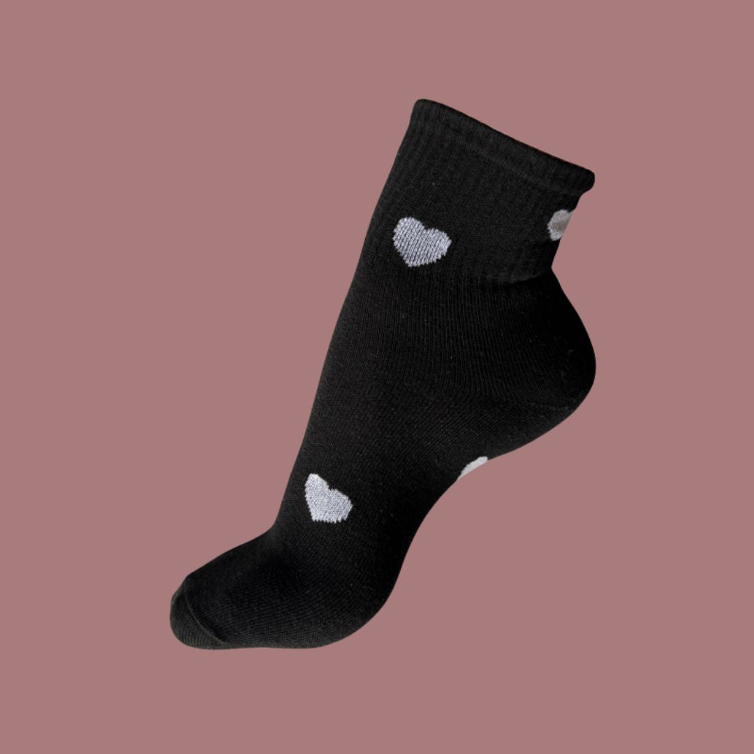 Cupid Socks – Heart Socks for Women in Black, White & Grey (Pack of 3)