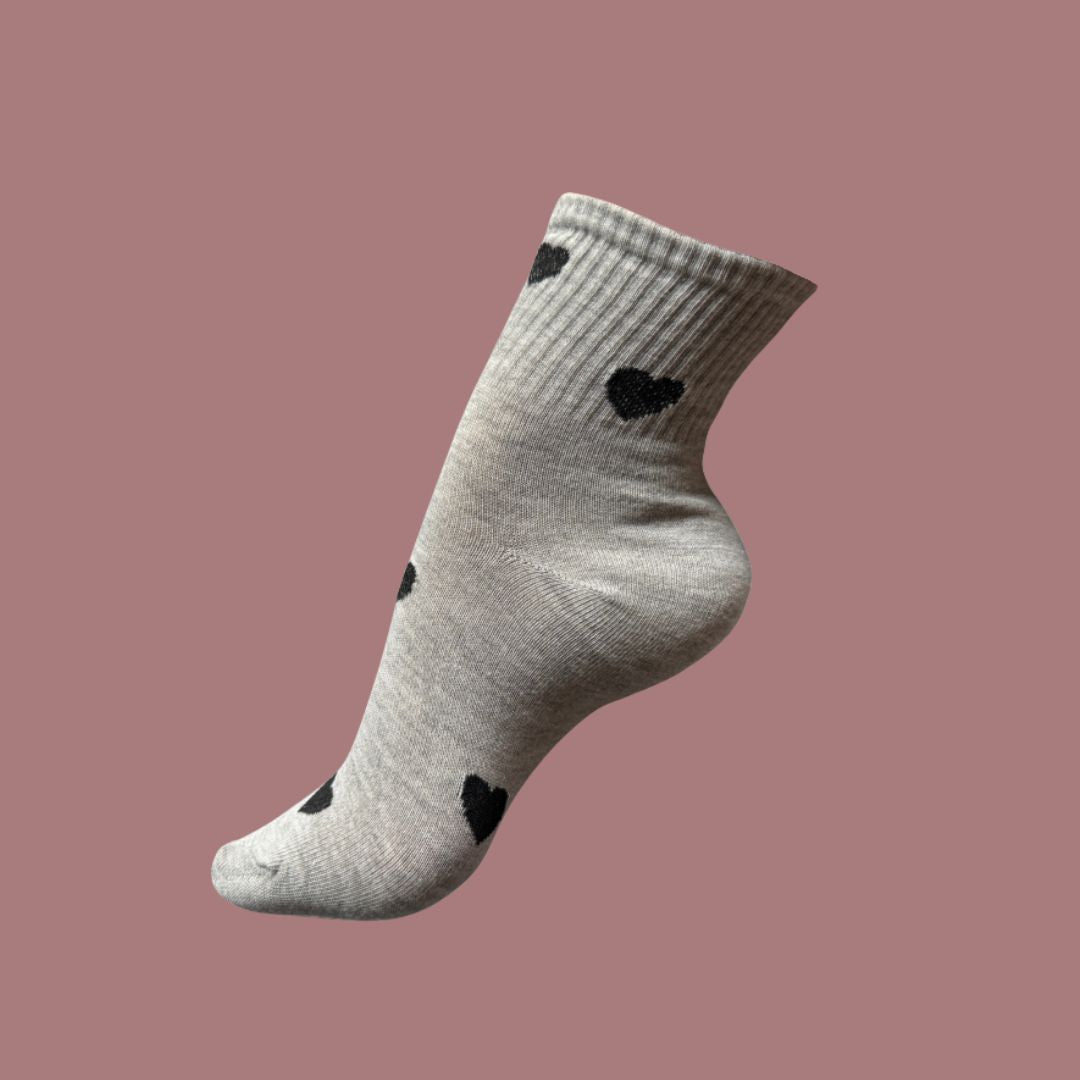 Cupid Socks – Heart Socks for Women in Black, White & Grey (Pack of 3)