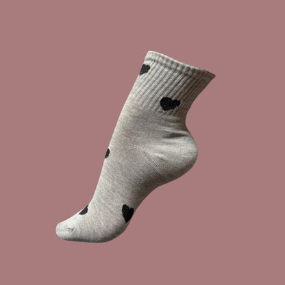 Cupid Socks – Heart Socks for Women in Black, White & Grey (Pack of 3)