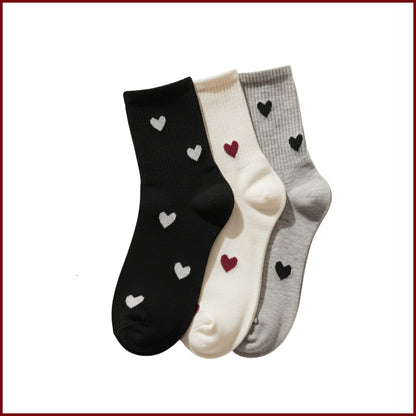 Cupid Socks – Heart Socks for Women in Black, White & Grey (Pack of 3)
