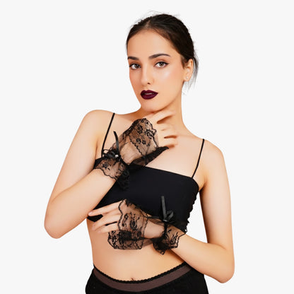 Iris Gloves - Black Sheer Gloves