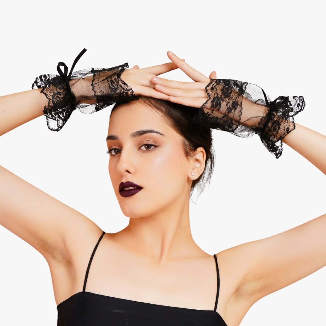 Iris Gloves - Black Sheer Gloves