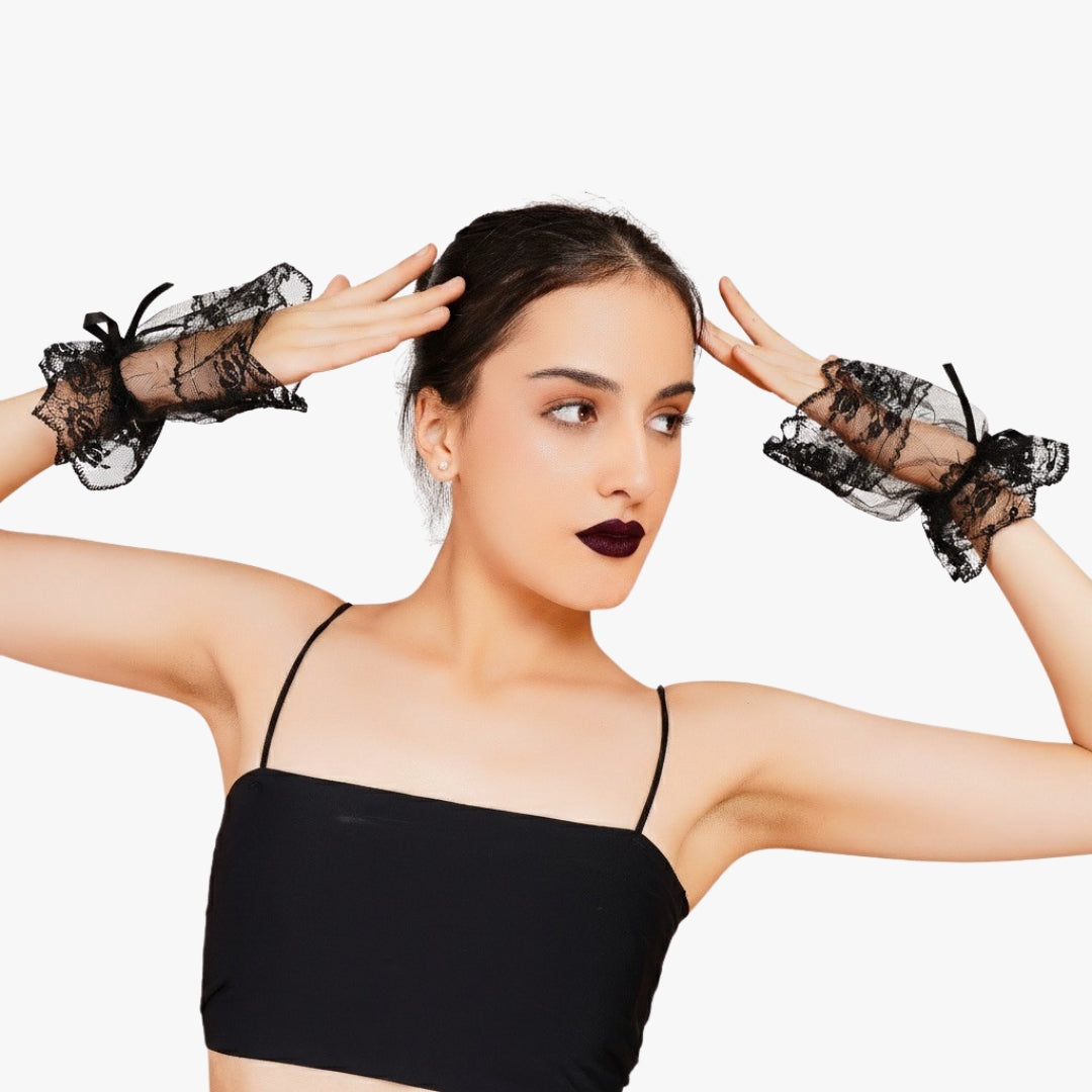 Iris Gloves - Black Sheer Gloves