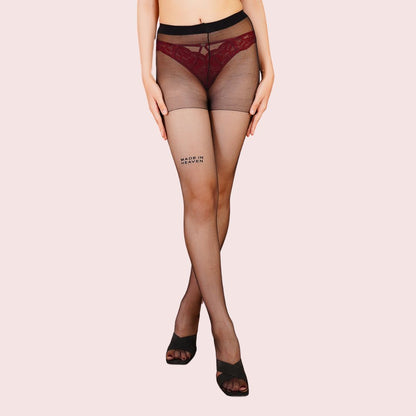 Whisper & Whimsy - Ink and Red Hearts Sheer tights