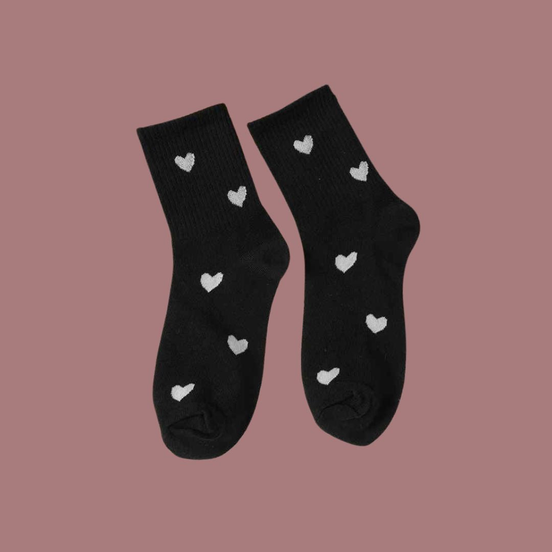Cupid Socks – Heart Socks for Women in Black, White & Grey (Pack of 3)