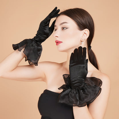 Calla Lily Gloves - Black Gloves
