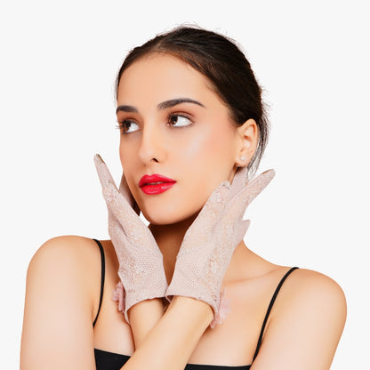 Wisteria Gloves - Pastel Lavender Floral Gloves touchscreen enabled