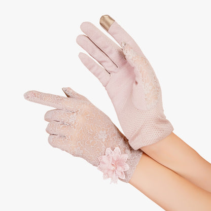 Wisteria Gloves - Pastel Lavender Floral Gloves touchscreen enabled