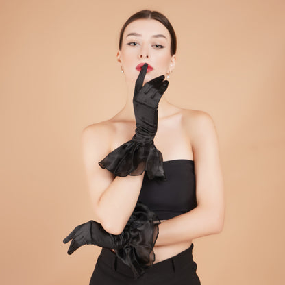 Calla Lily Gloves - Black Gloves