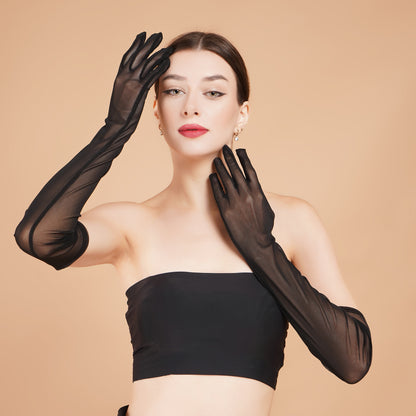 Nightshade Gloves - Black long Evening Gloves
