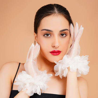 Gloriosa Gloves - White Lace Elegant Gloves for Women