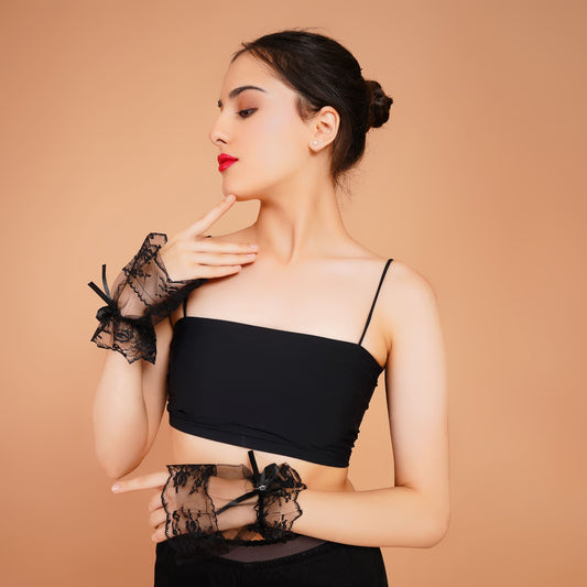 Iris Gloves - Black Sheer Party Wear Gloves for Women