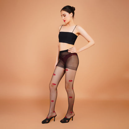 Rouge Red Lips Sheer Stockings